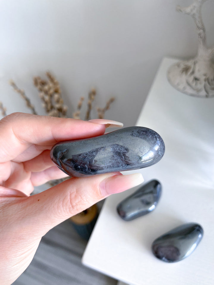 Long Hematite Pebble Stone