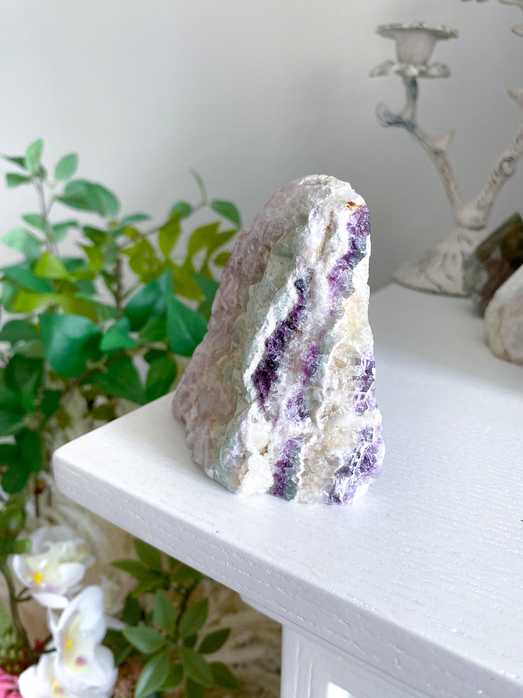 Purple Chevron Rainbow Fluorite Slab 