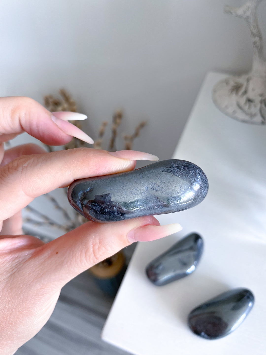 Long Hematite Pebble Stone