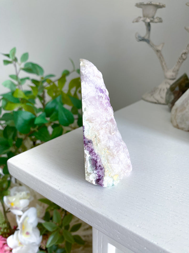 Purple Chevron Rainbow Fluorite Slab 