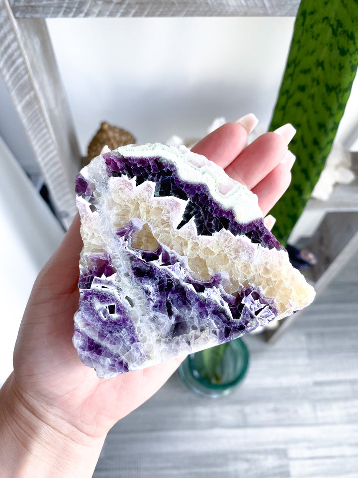 Purple Chevron Rainbow Fluorite Slab 