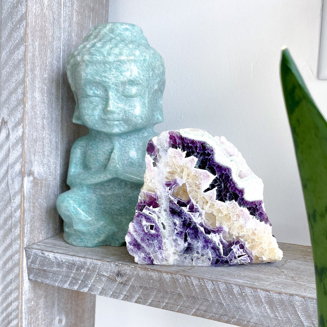 Purple Chevron Rainbow Fluorite Slab 
