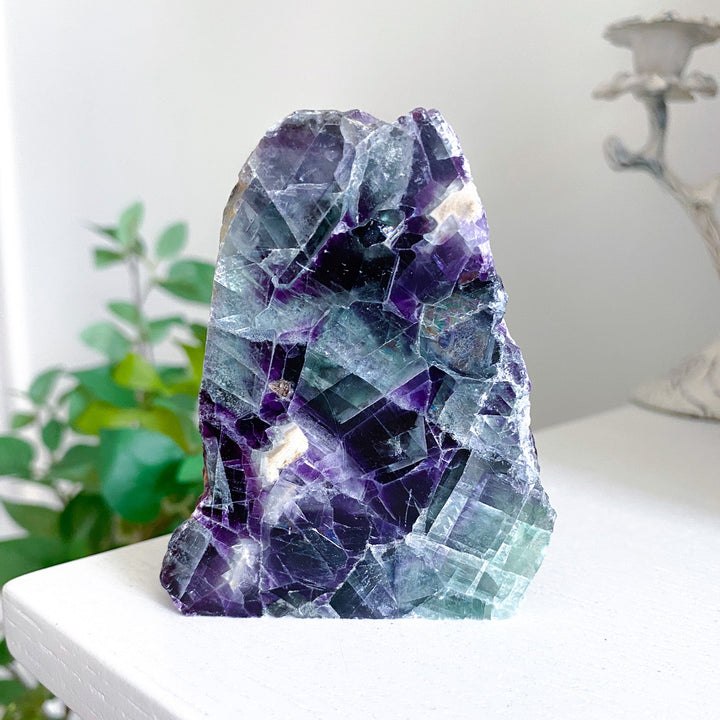 Green, Purple Fluorite Slab 