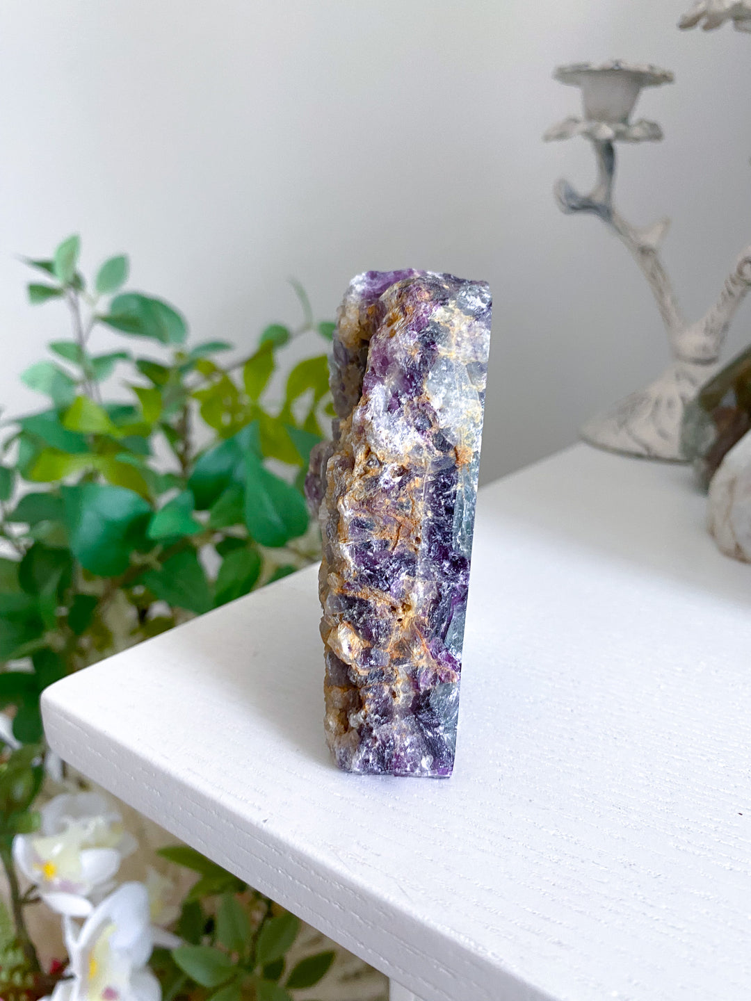 Green, Purple Fluorite Slab 