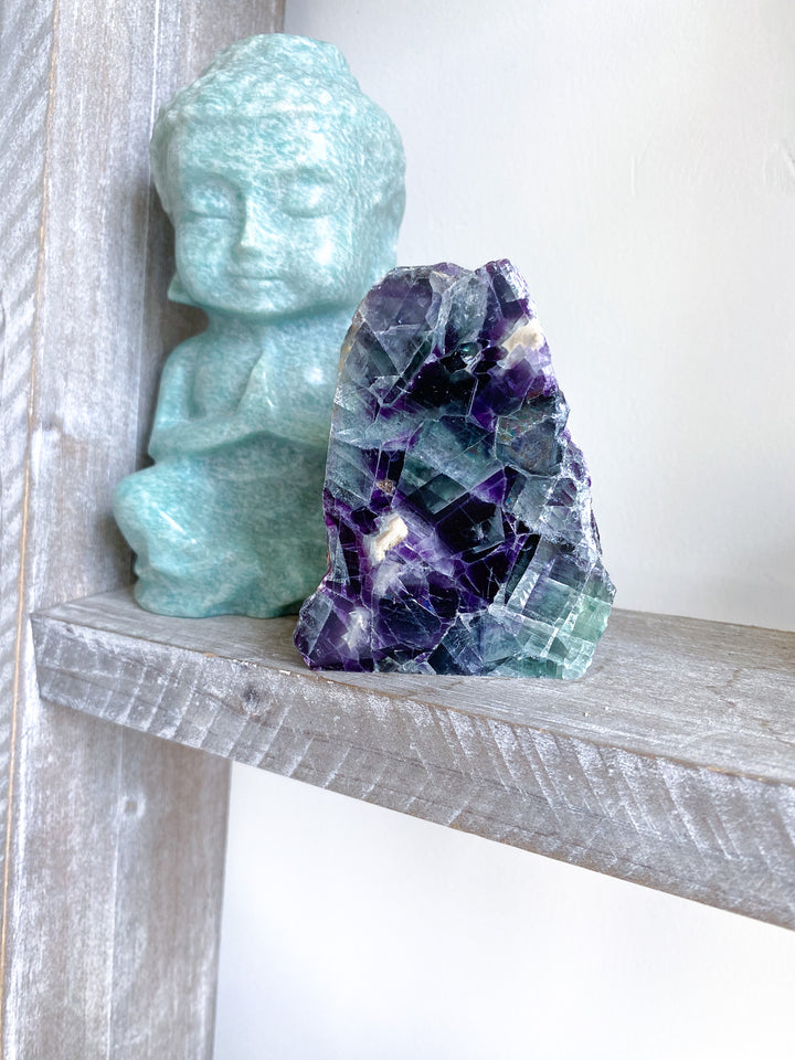 Green, Purple Fluorite Slab 