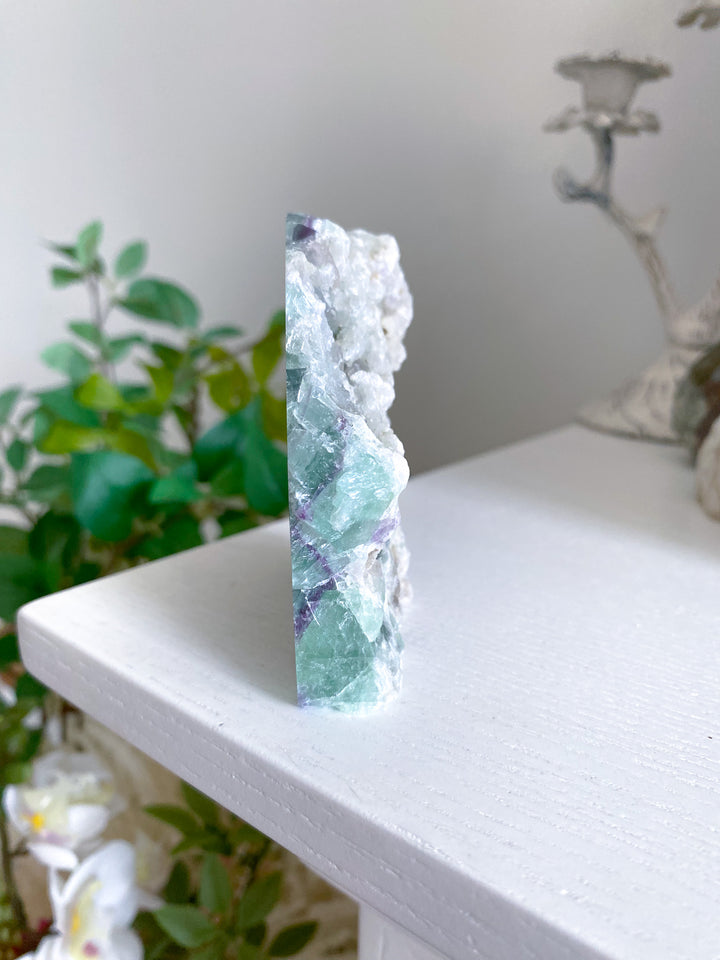 Purple and Green Rainbow Fluorite Slab 