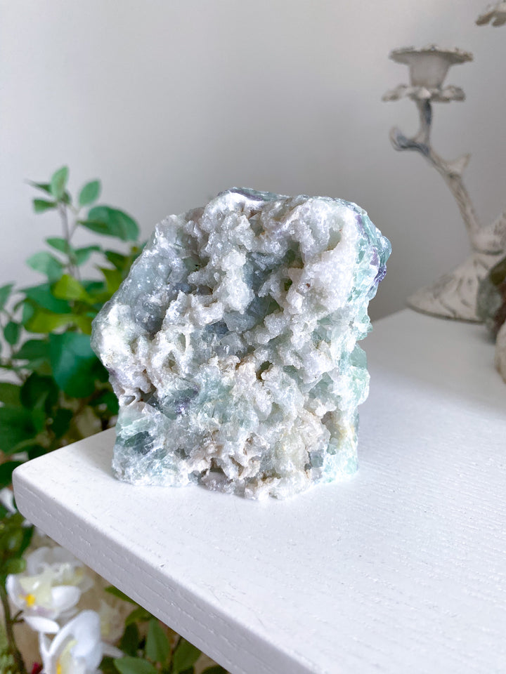 Purple and Green Rainbow Fluorite Slab 