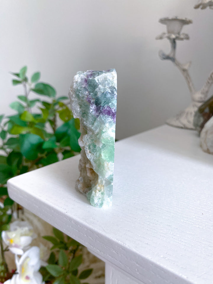 Purple and Green Rainbow Fluorite Slab 