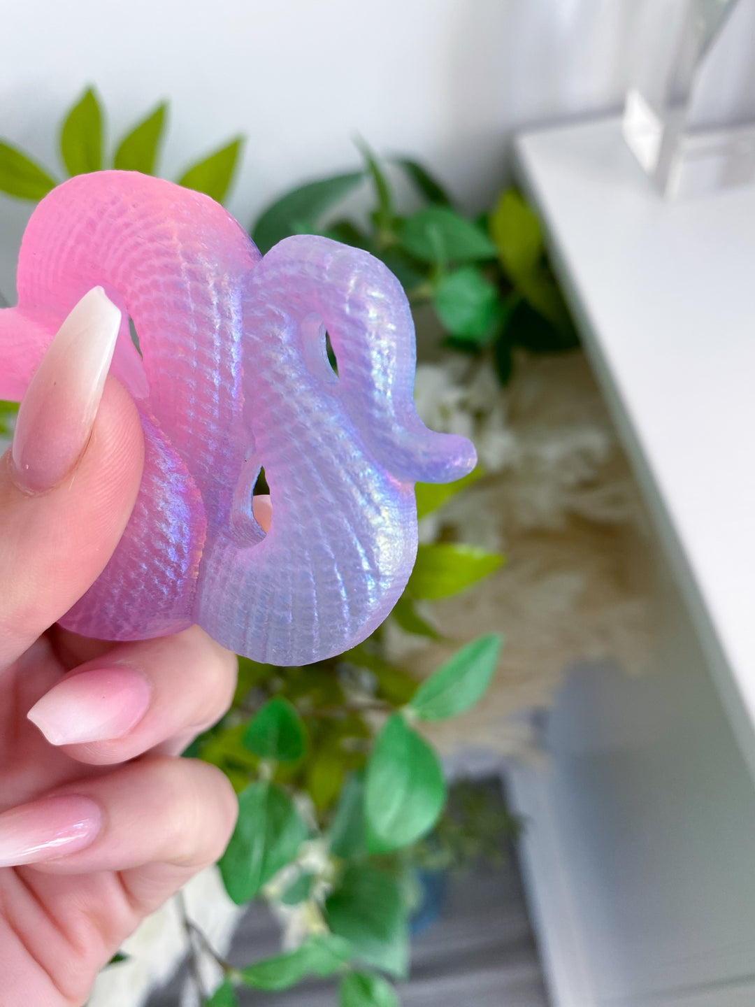 Aura Selenite Snake Carving