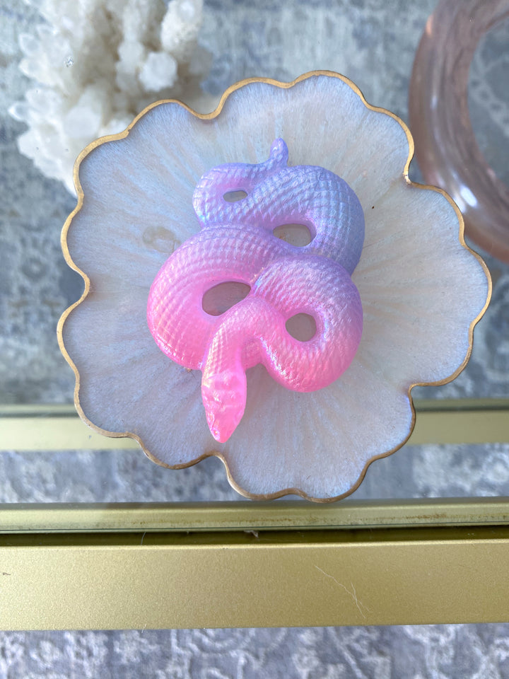 Aura Selenite Snake Carving