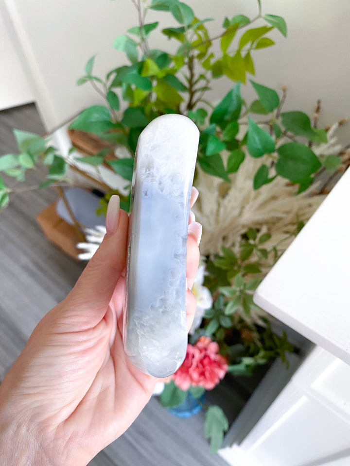 Gray Quartz Agate Moon 