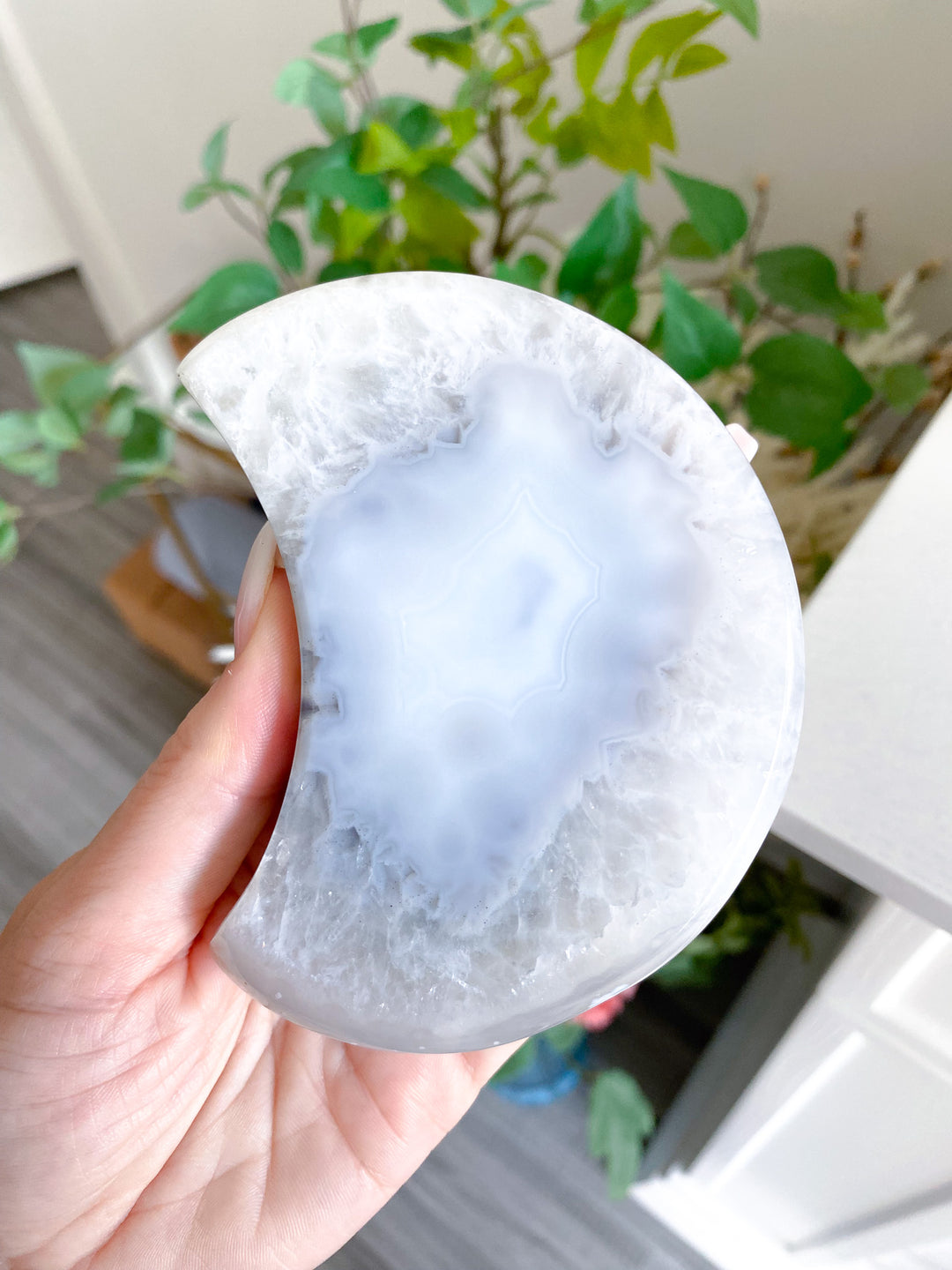 Gray Quartz Agate Moon 