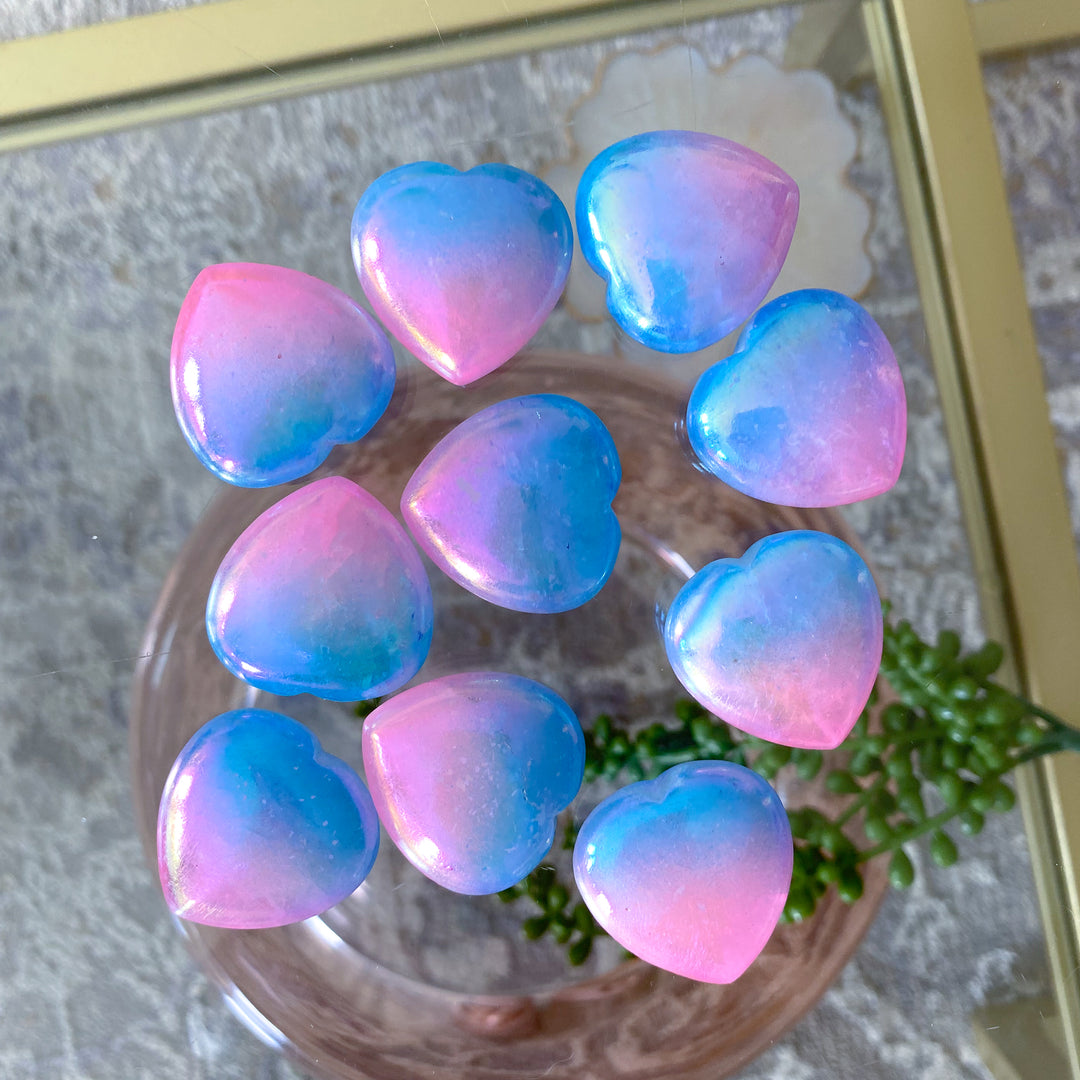 Aura Quartz Pink, Blue Heart