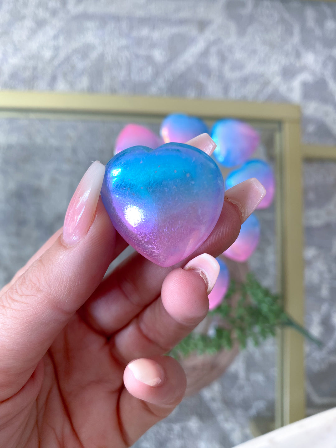 Aura Quartz Pink, Blue Heart