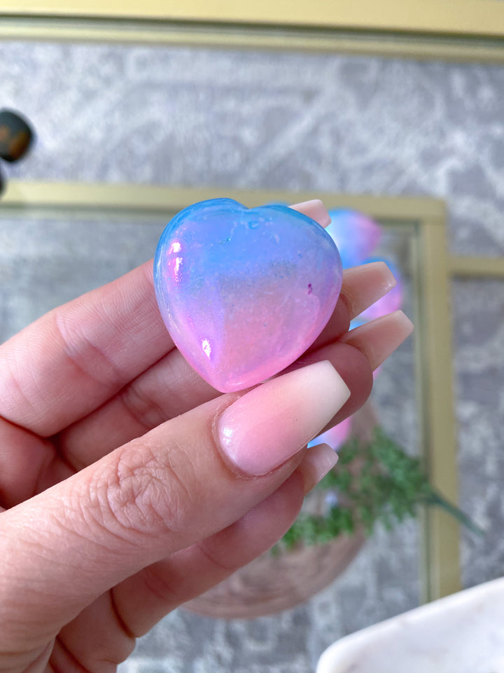 Aura Quartz Pink, Blue Heart