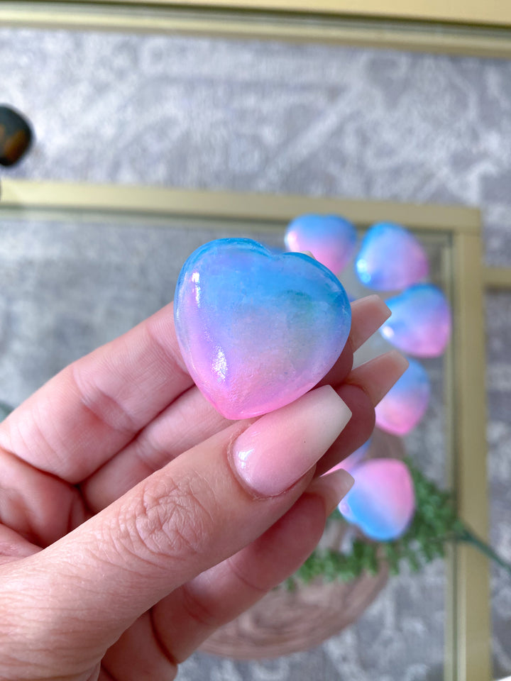 Aura Quartz Pink, Blue Heart