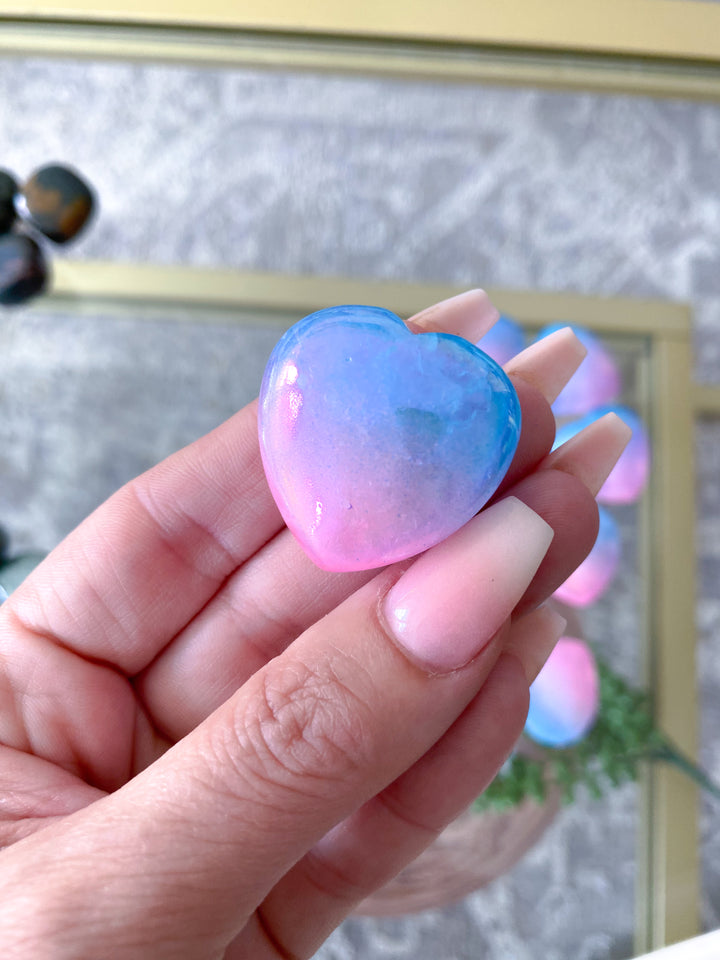 Aura Quartz Pink, Blue Heart