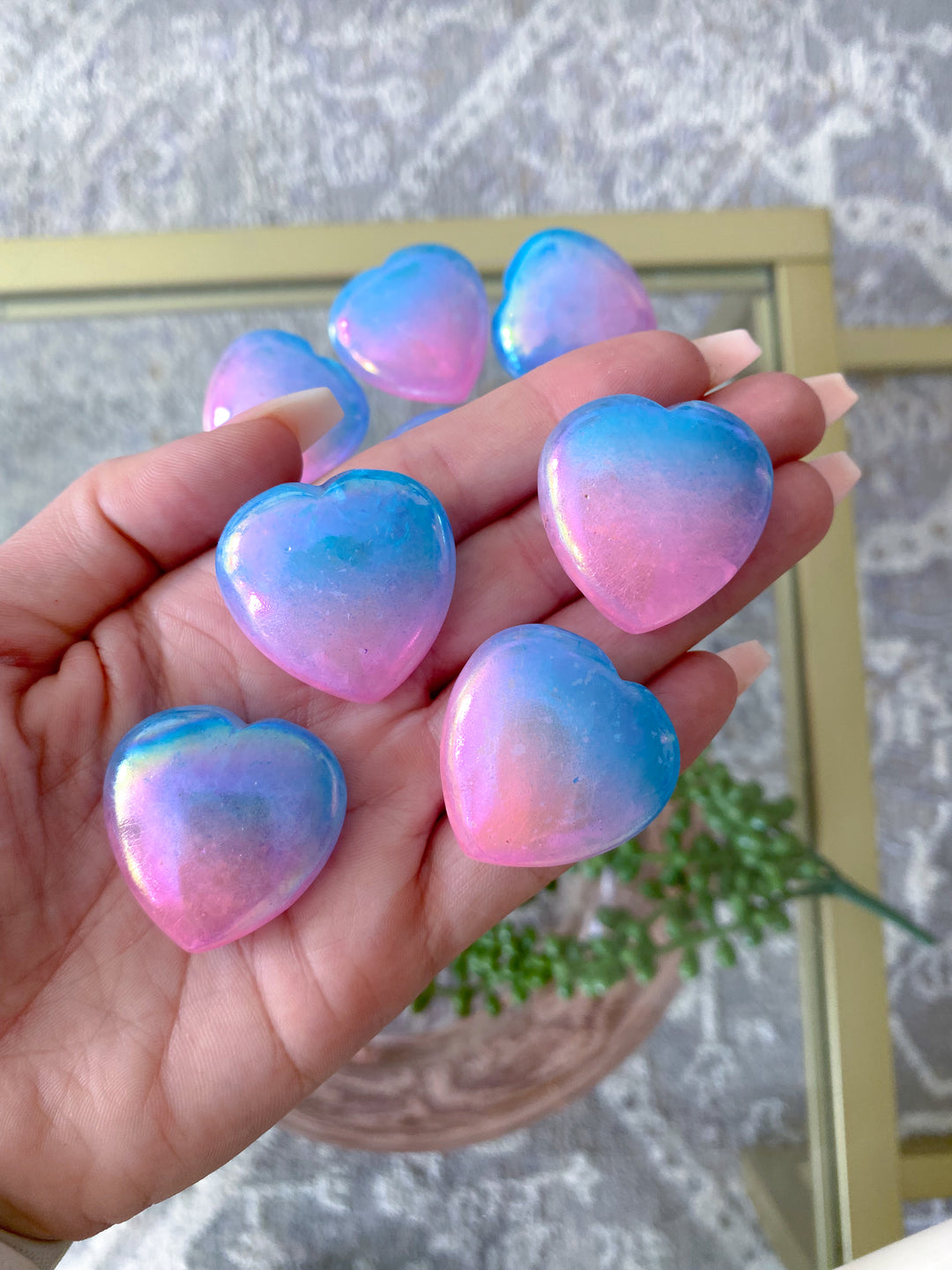 Aura Quartz Pink, Blue Heart