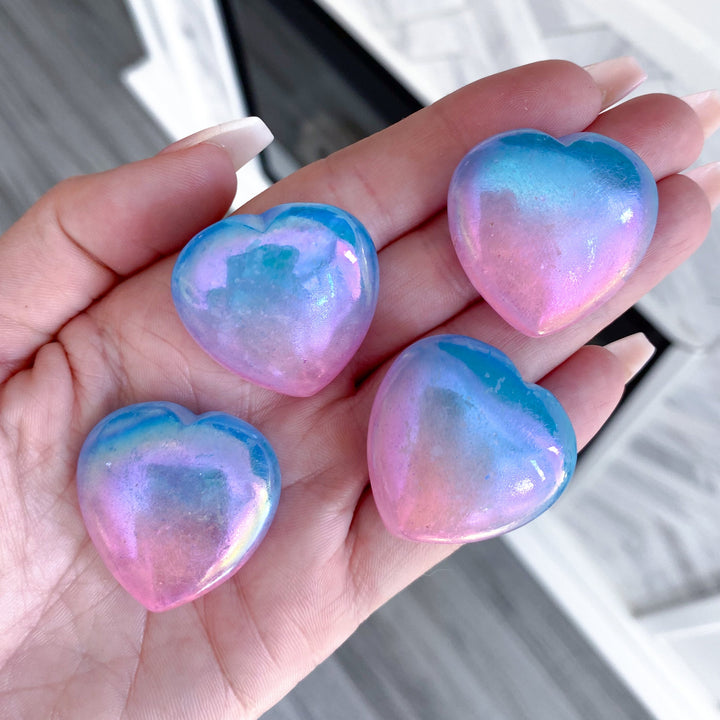 Aura Quartz Pink, Blue Heart