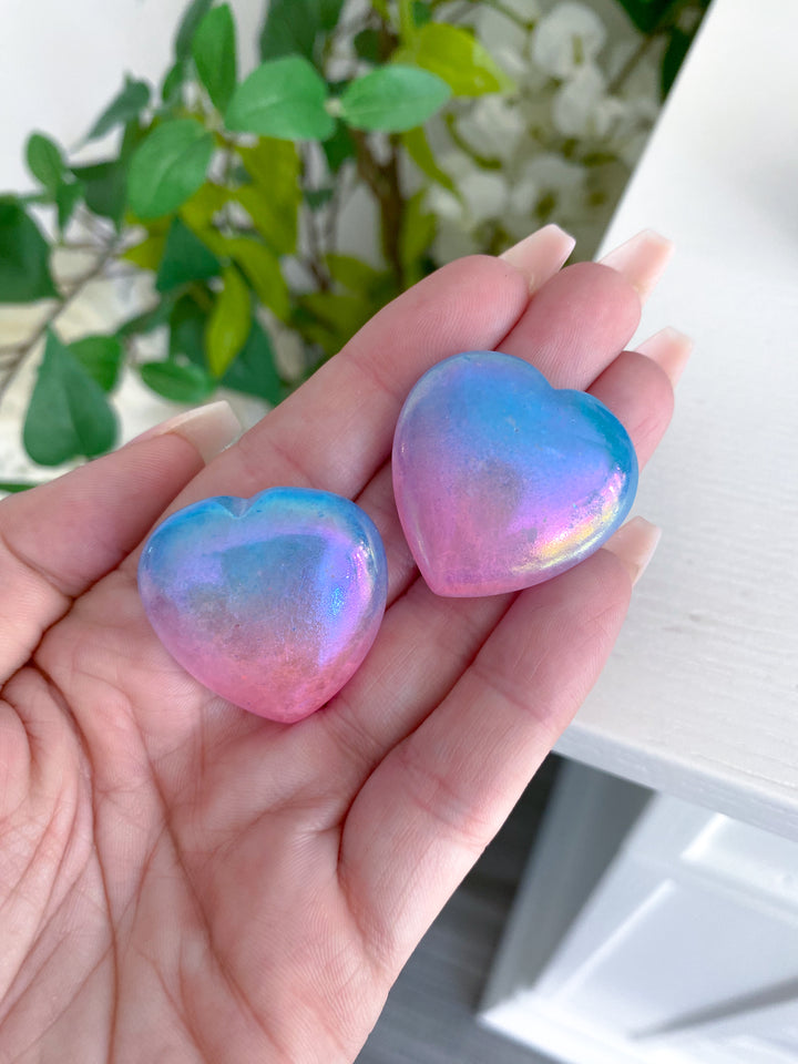 Aura Quartz Pink, Blue Heart