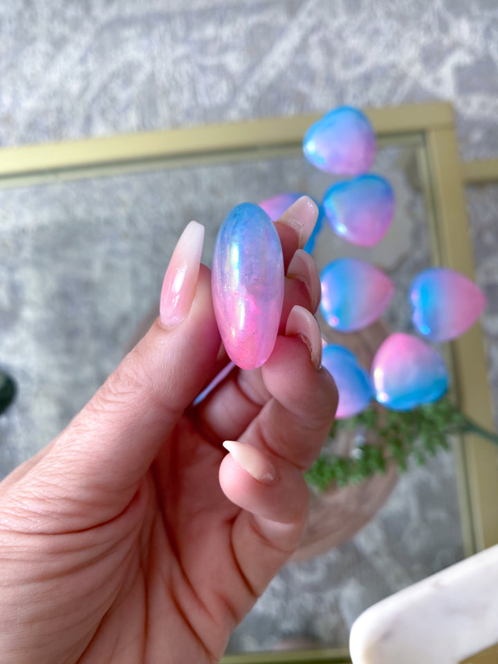 Aura Quartz Pink, Blue Heart