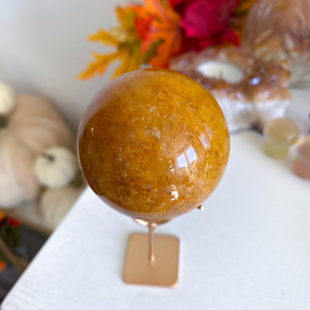 Saturated Golden Healer Quartz 2" Sphere on Stand 