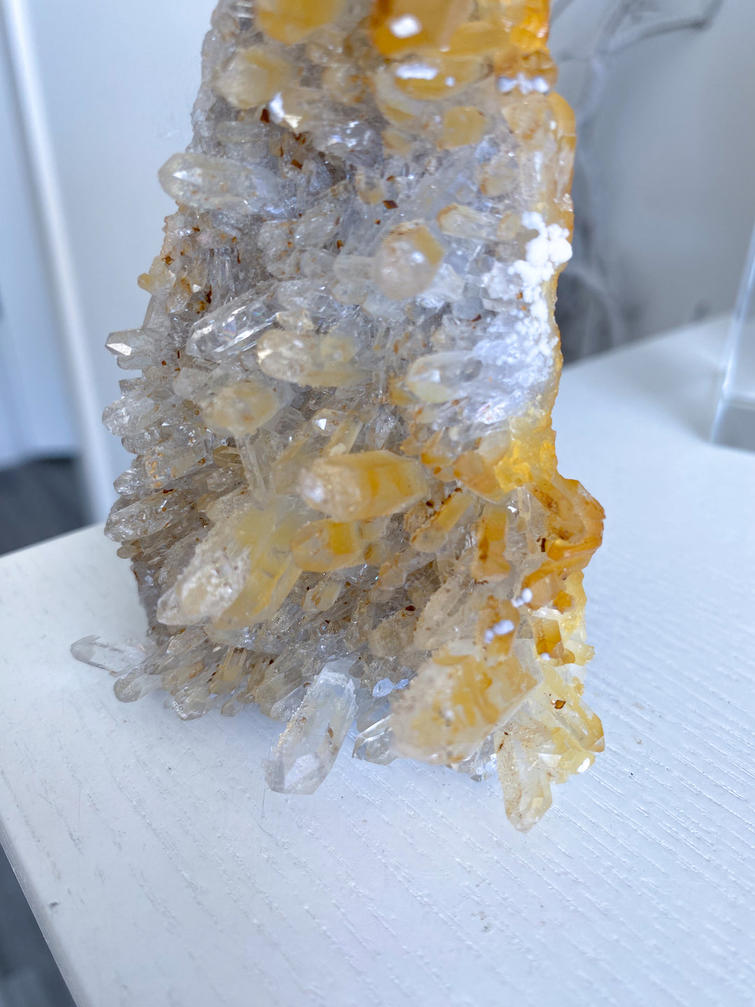Standing Iron Coated Quartz with Siderite Cluster #1