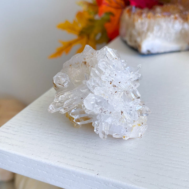 Iron Coated Quartz Cluster with Needles, Siderite 