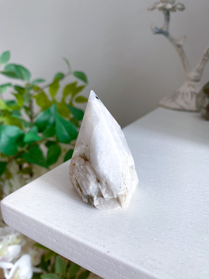 White Rainbow Moonstone Top Polish Point 