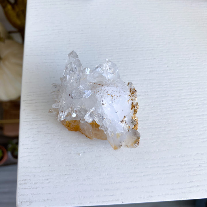 Iron Coated Quartz Cluster with Needles, Siderite 