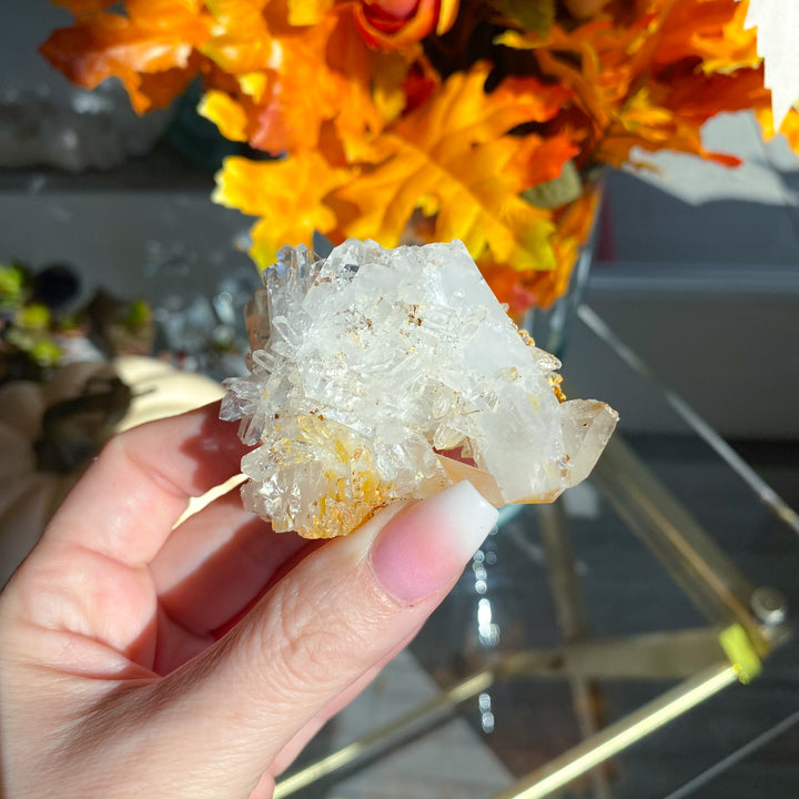 Iron Coated Quartz Cluster with Needles, Siderite 