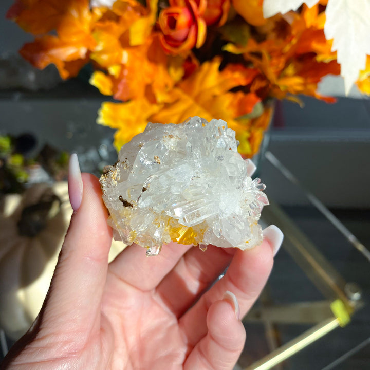 Iron Coated Quartz Cluster with Needles, Siderite 