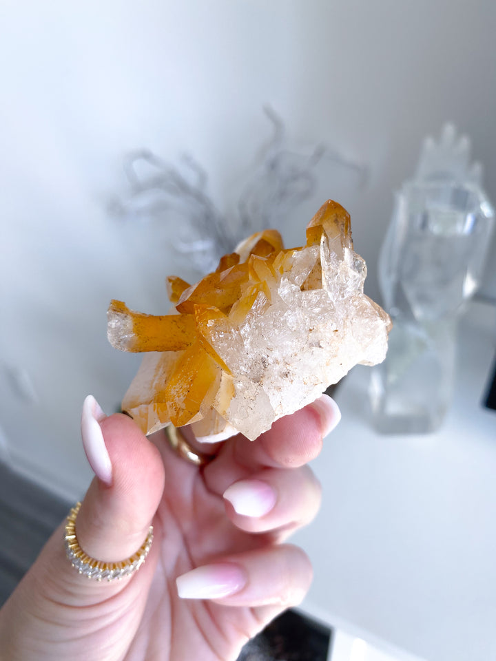 Iron Coated Quartz with Siderite Cluster #2