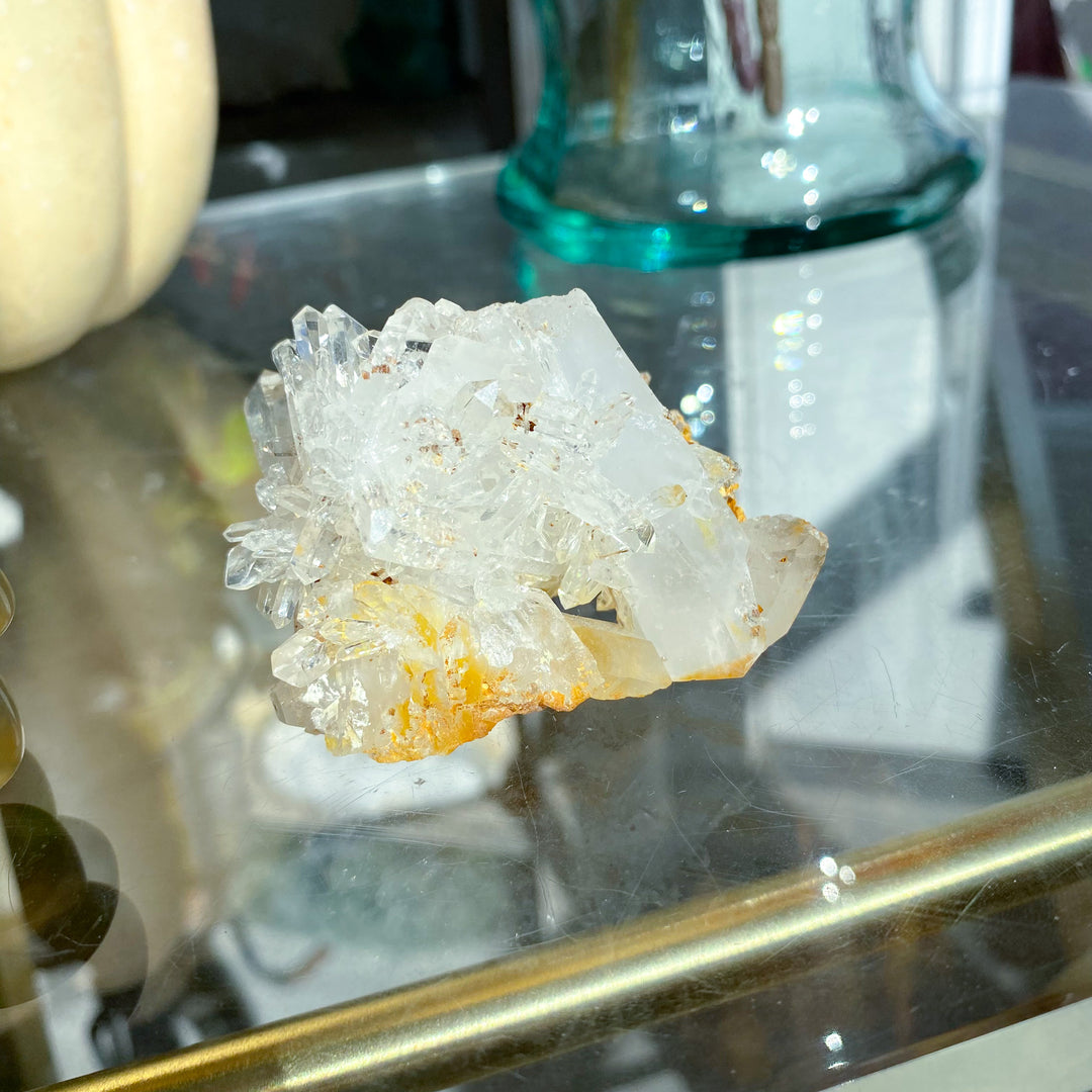 Iron Coated Quartz Cluster with Needles, Siderite 