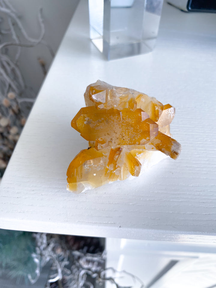 Iron Coated Quartz with Siderite Cluster #2