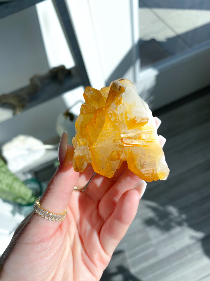 Iron Coated Quartz with Siderite Cluster #2