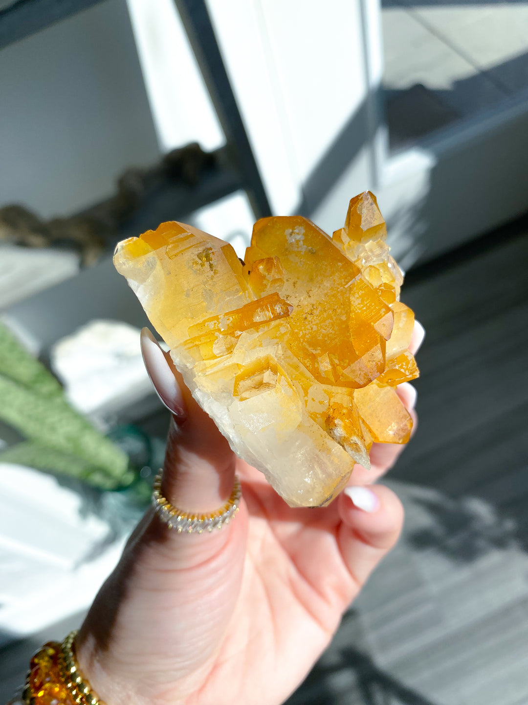 Iron Coated Quartz with Siderite Cluster #2