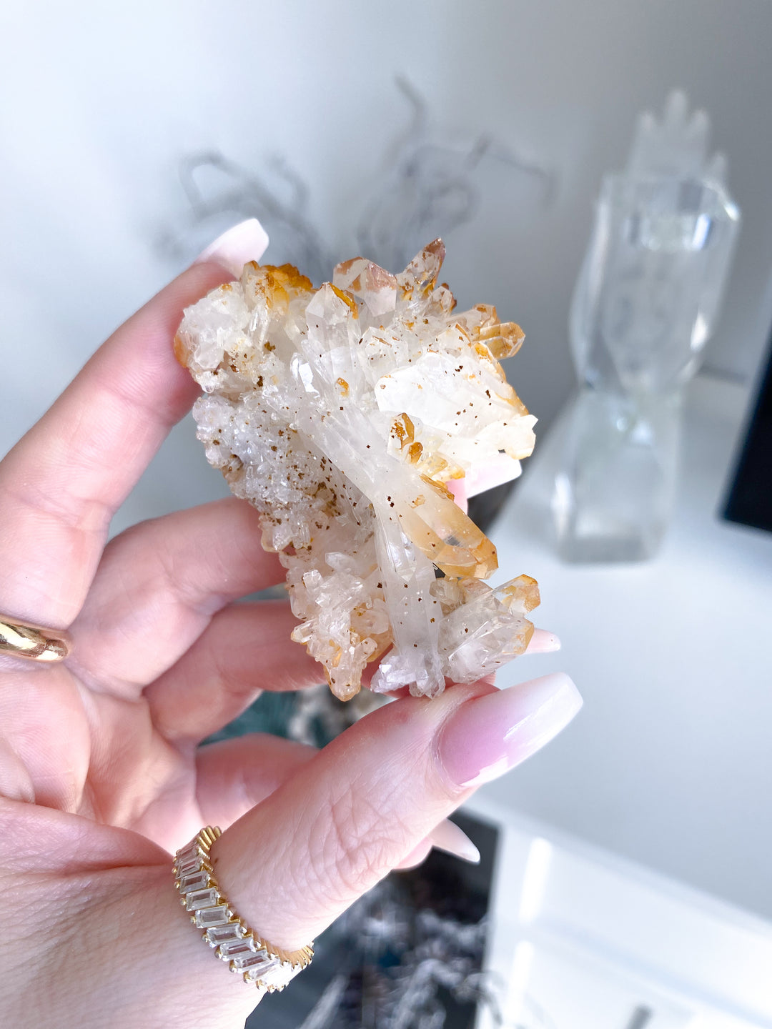 Small Iron Coated Quartz with Siderite Cluster #4
