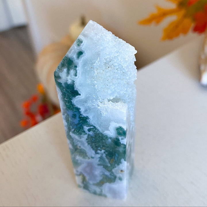 Druzy Moss Agate Tower 