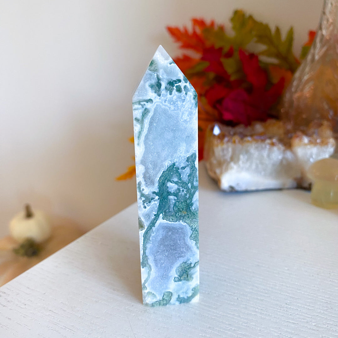 Druzy Moss Agate Tower 