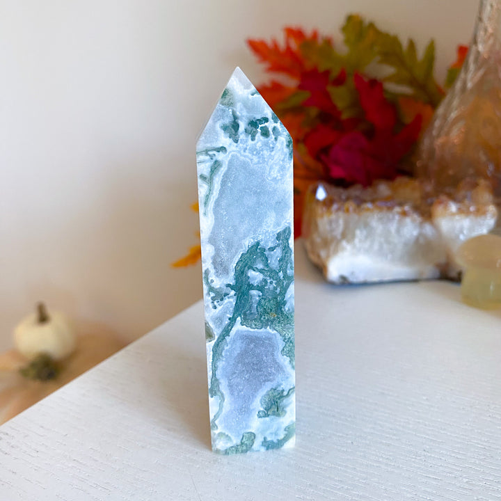 Druzy Moss Agate Tower 