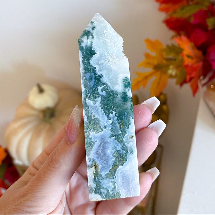 Druzy Moss Agate Tower 