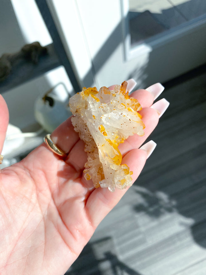 Small Iron Coated Quartz with Siderite Cluster #4