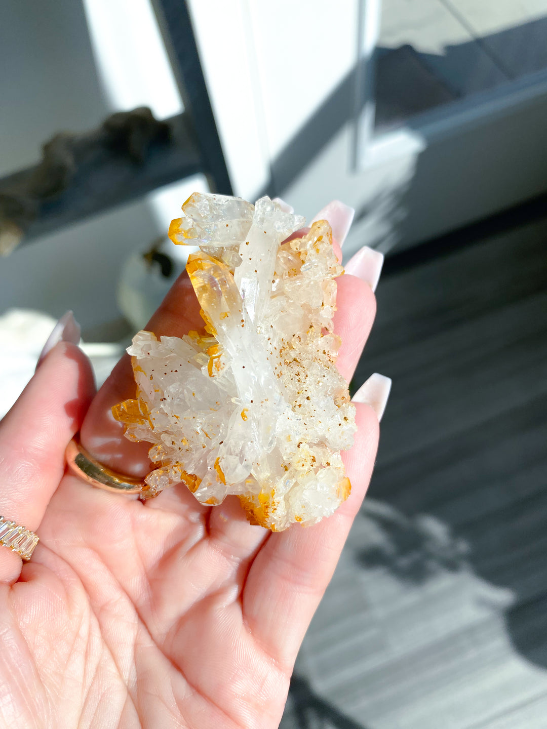 Small Iron Coated Quartz with Siderite Cluster #4