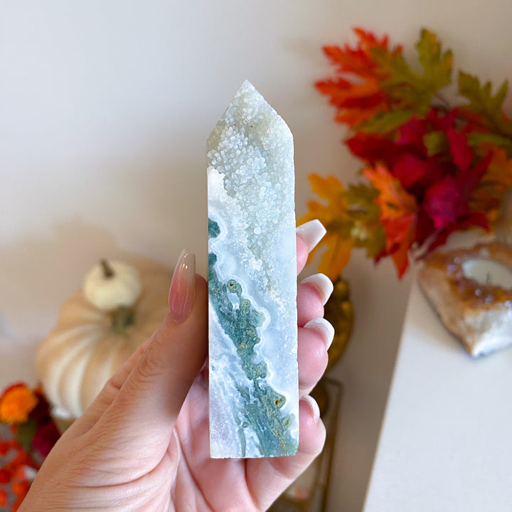 Druzy Moss Agate Tower 