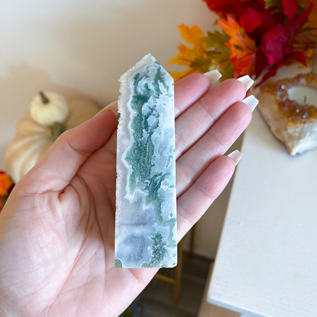 Druzy Moss Agate Tower 
