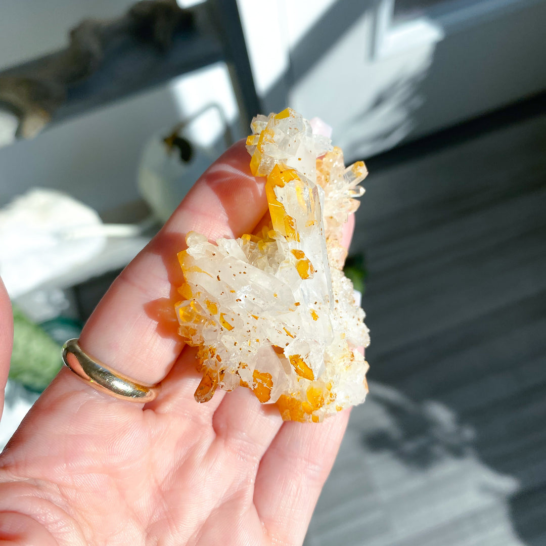 Small Iron Coated Quartz with Siderite Cluster #4