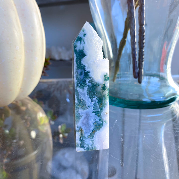 Druzy Moss Agate Tower 
