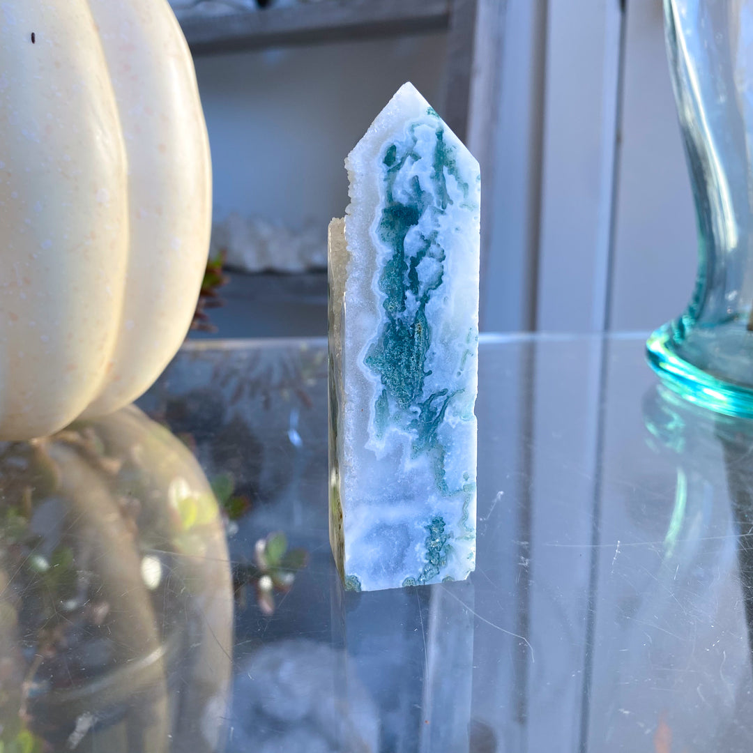 Druzy Moss Agate Tower 