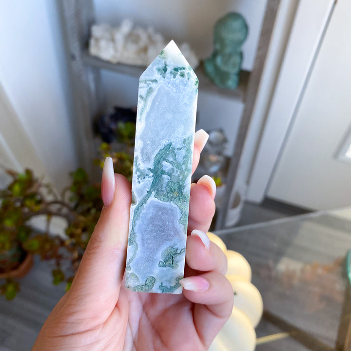 Druzy Moss Agate Tower 